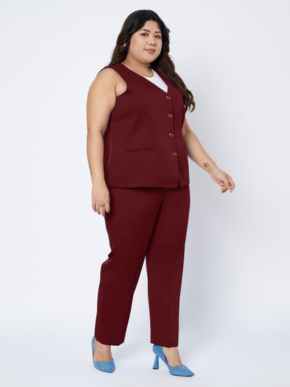 Plus Size Waistcoat With Trousers Two Pieces Suit