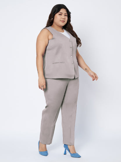 Plus Size Waistcoat With Trousers Two Pieces Suit