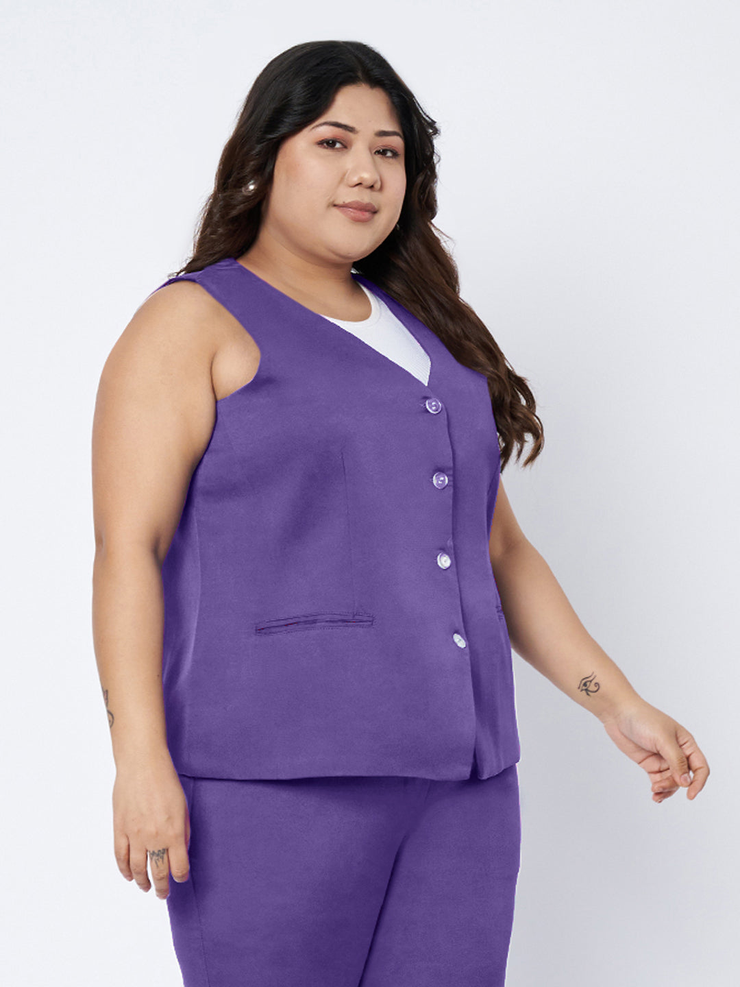 Plus Size Single-Breasted Waistcoat