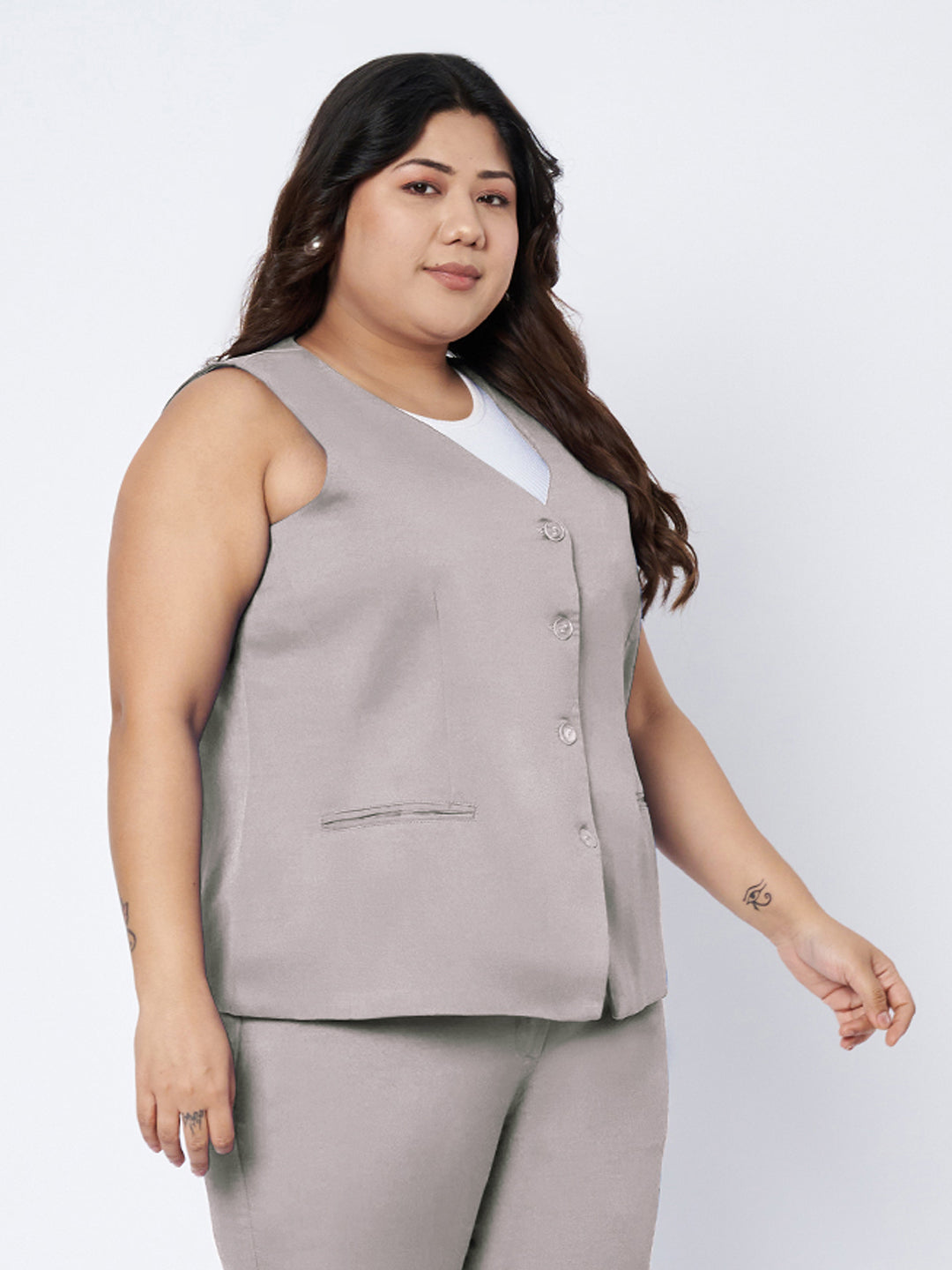 Plus Size Single-Breasted Waistcoat