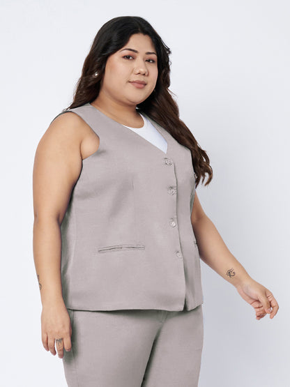 Plus Size Single-Breasted Waistcoat