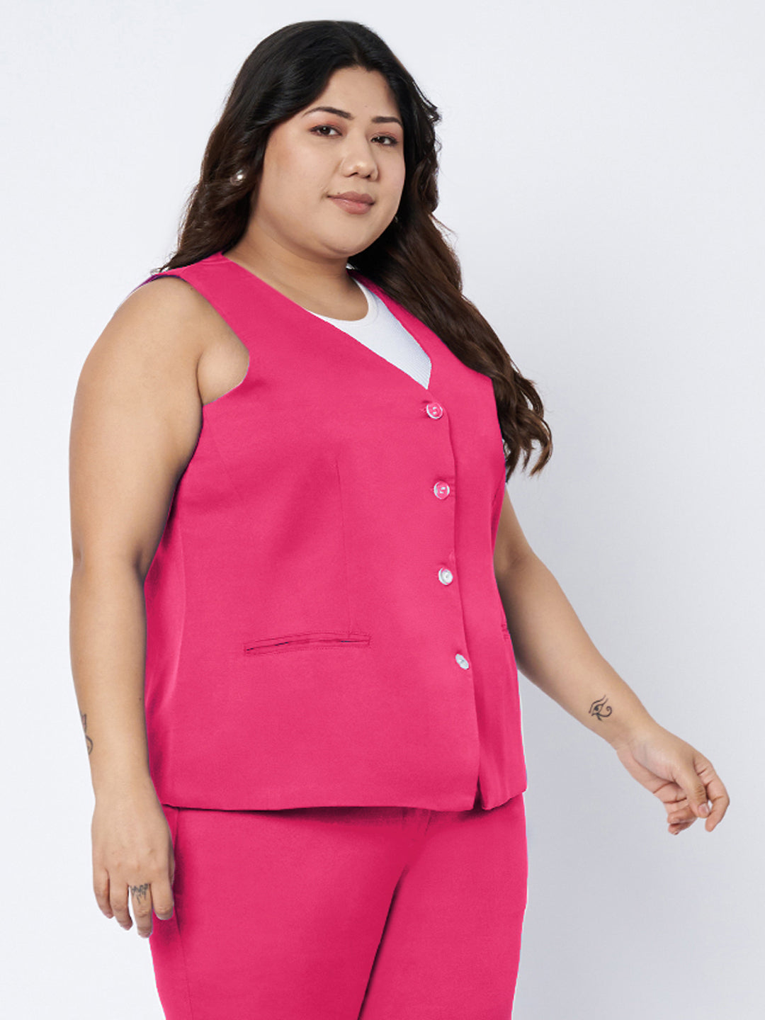 Plus Size Single-Breasted Waistcoat