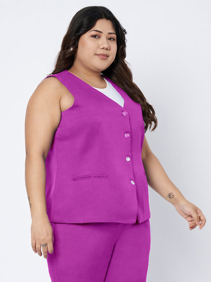 Plus Size Single-Breasted Waistcoat