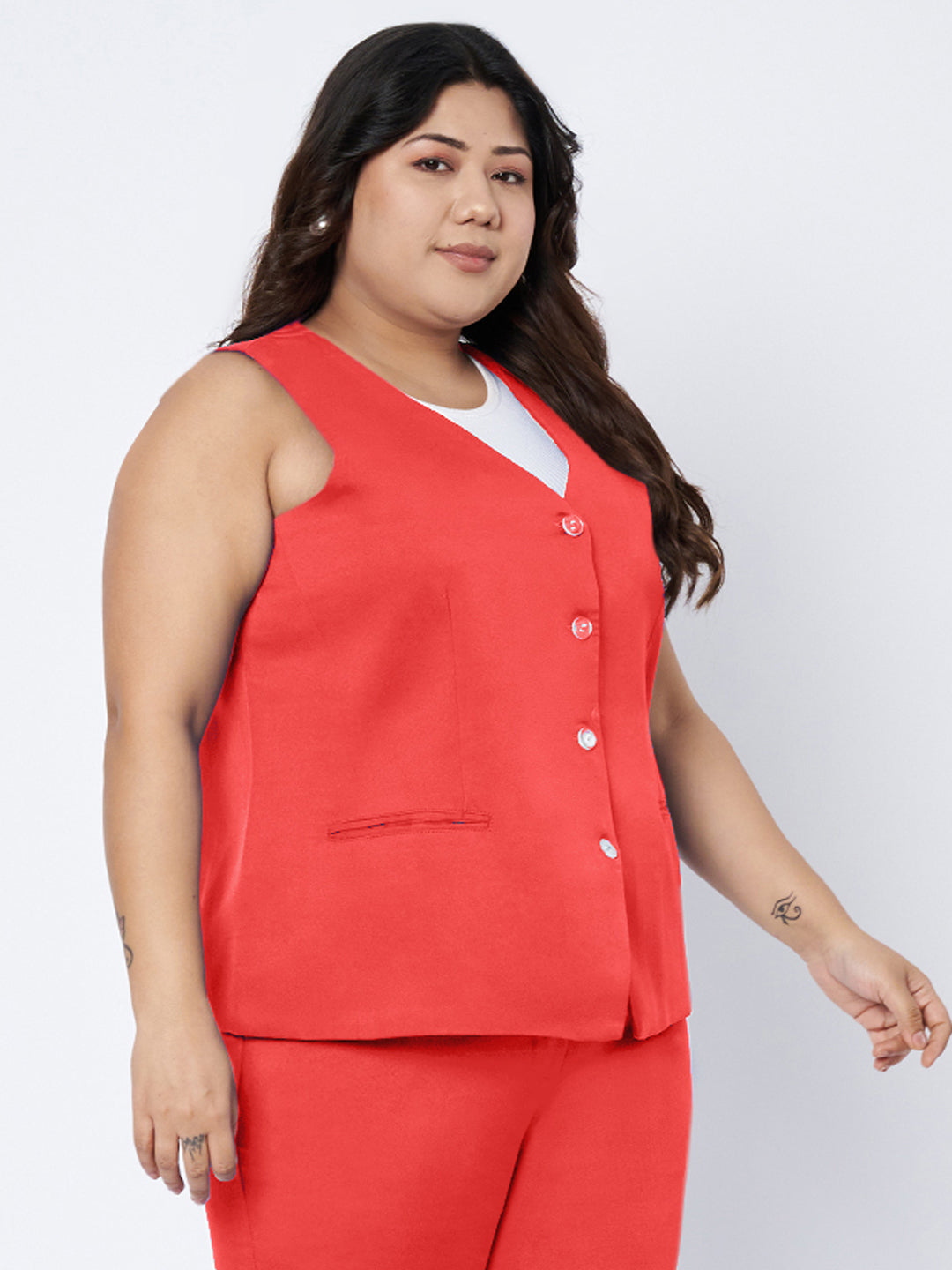 Plus Size Single-Breasted Waistcoat
