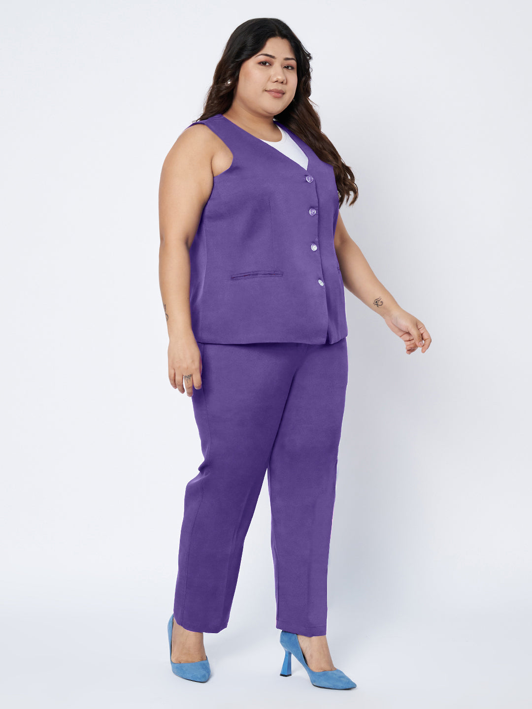 Plus Size Waistcoat With Trousers Two Pieces Suit