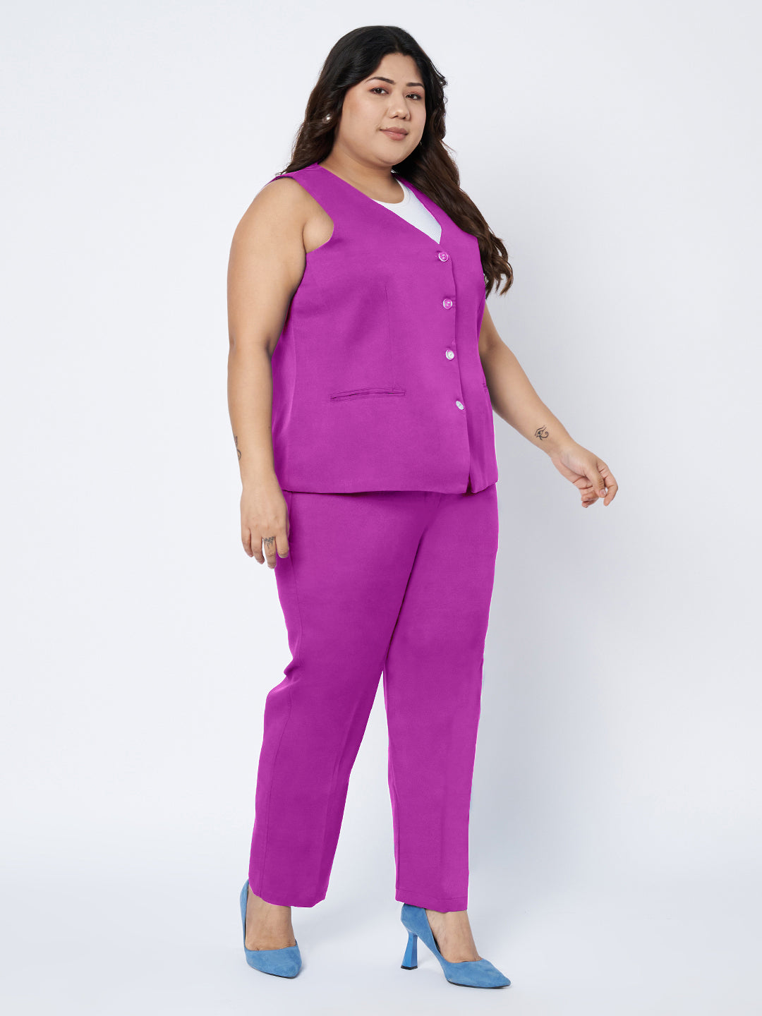 Plus Size Waistcoat With Trousers Two Pieces Suit