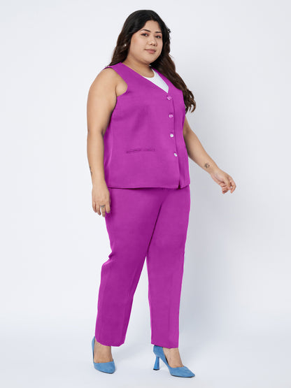 Plus Size Waistcoat With Trousers Two Pieces Suit