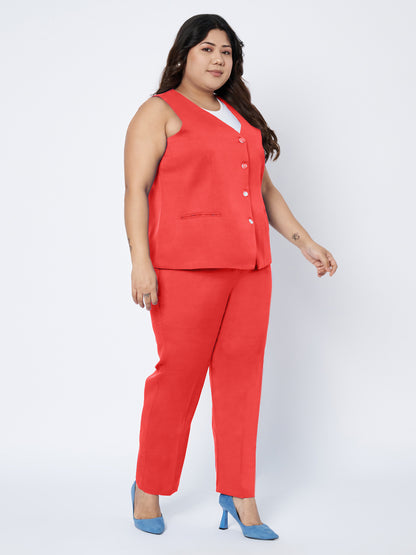 Plus Size Waistcoat With Trousers Two Pieces Suit