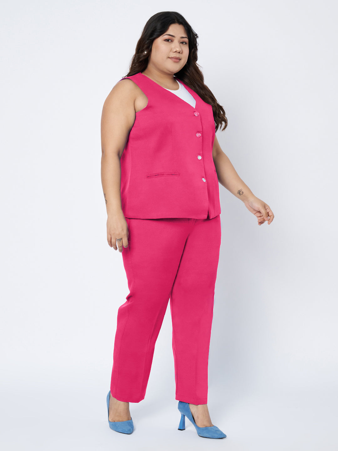 Plus Size Waistcoat With Trousers Two Pieces Suit