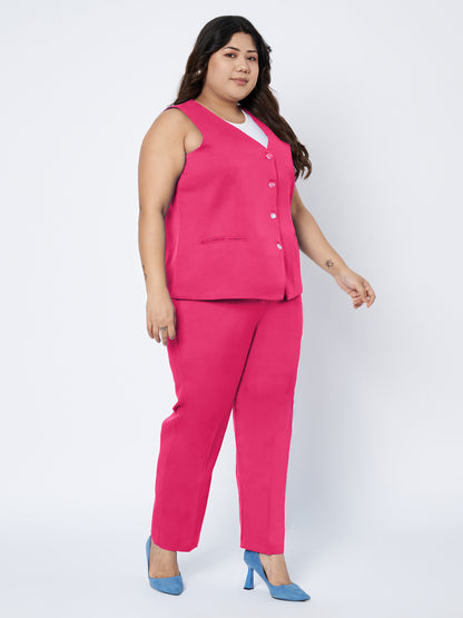Plus Size Waistcoat With Trousers Two Pieces Suit
