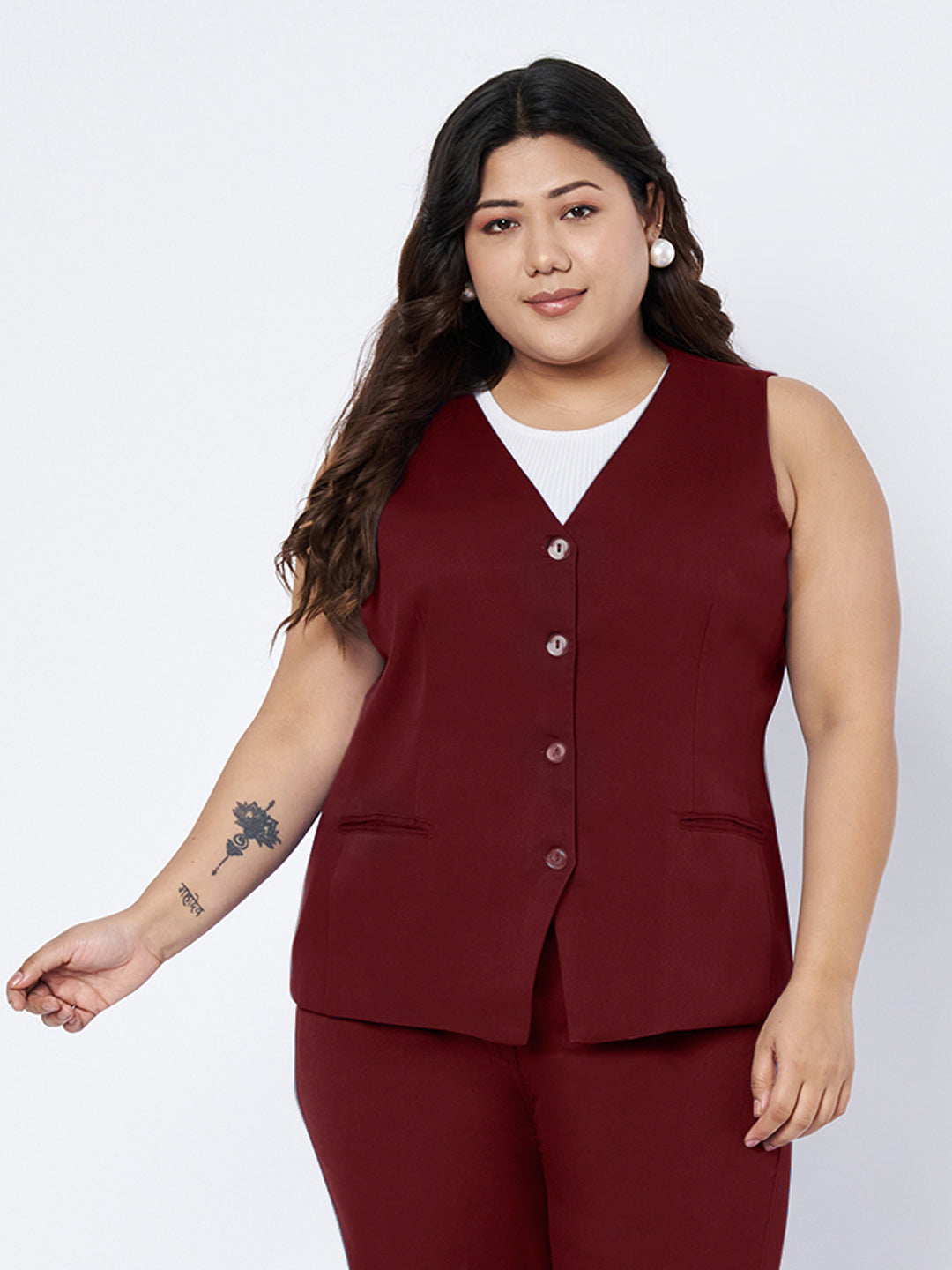 Plus Size Single-Breasted Waistcoat