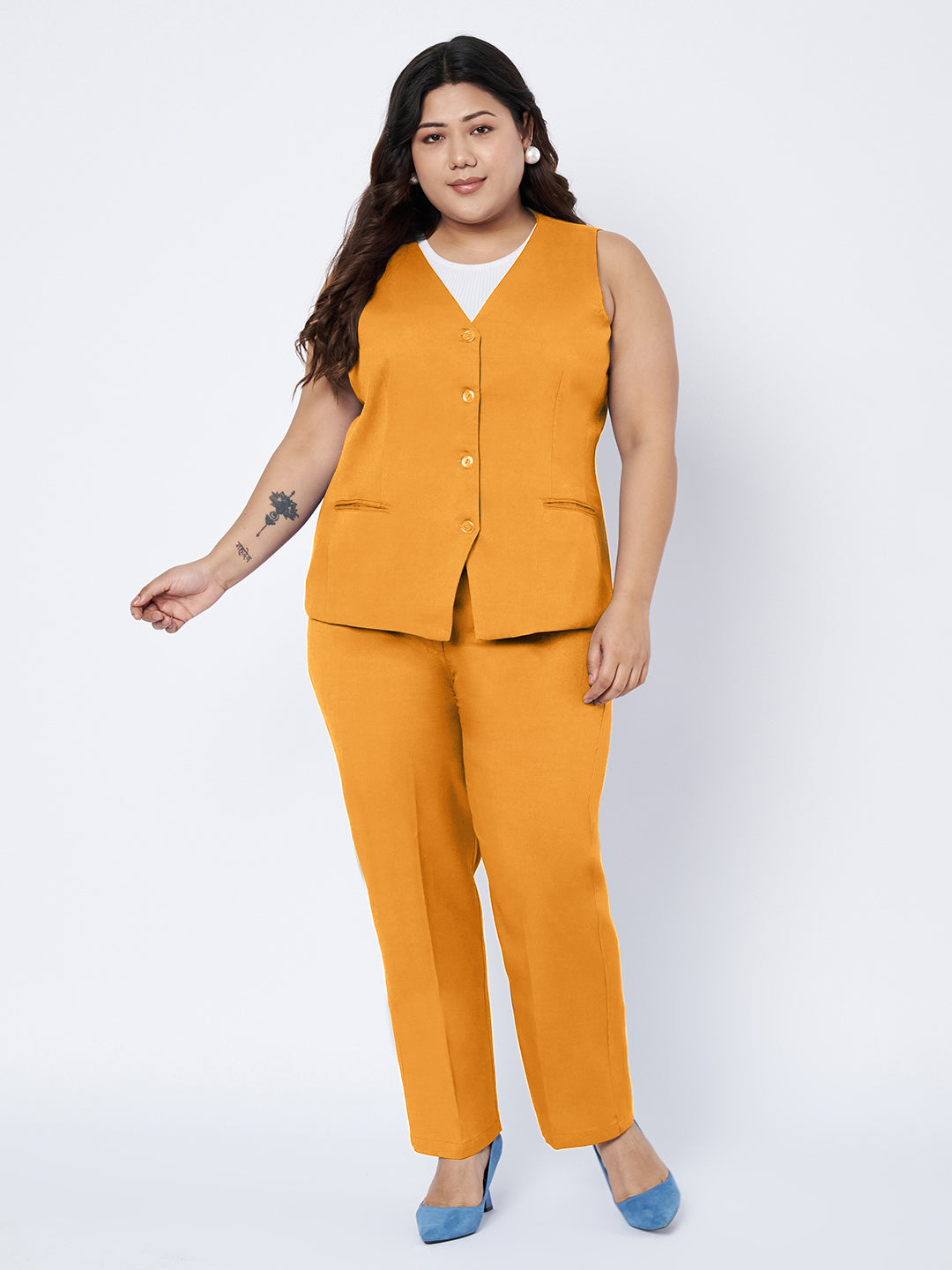 Plus Size Waistcoat With Trousers Two Pieces Suit