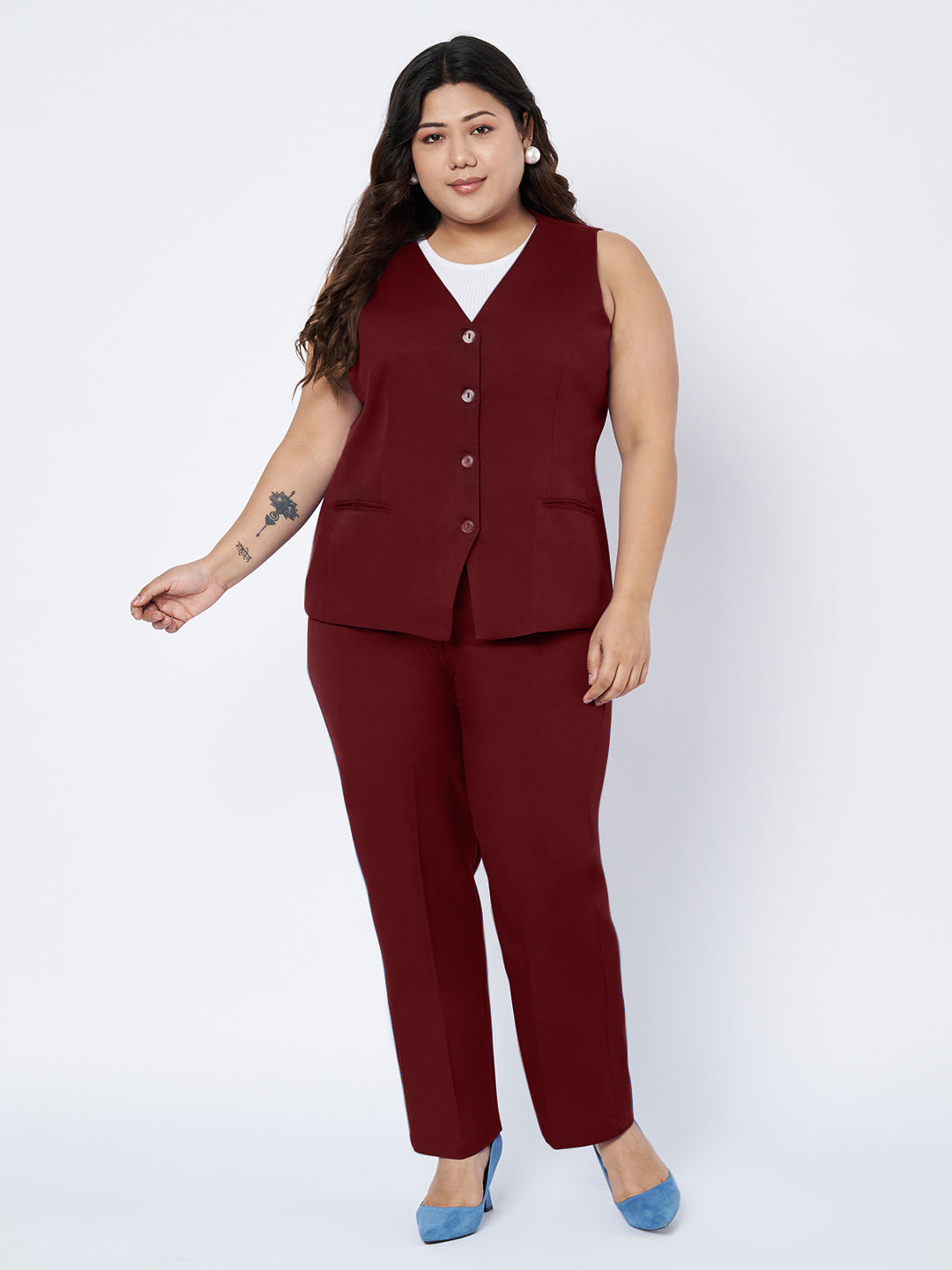 Plus Size Waistcoat With Trousers Two Pieces Suit