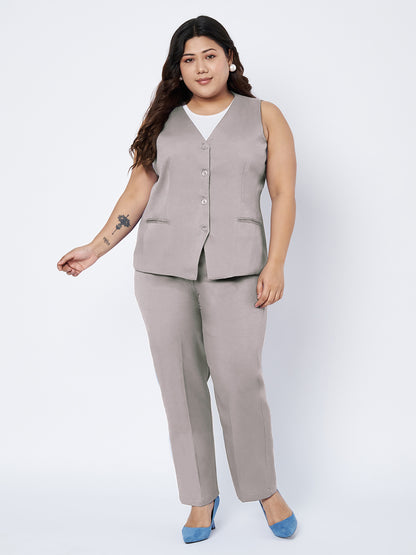 Plus Size Waistcoat With Trousers Two Pieces Suit