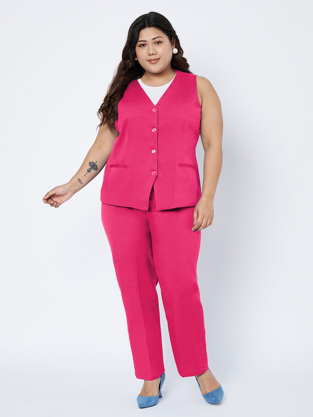 Plus Size Waistcoat With Trousers Two Pieces Suit