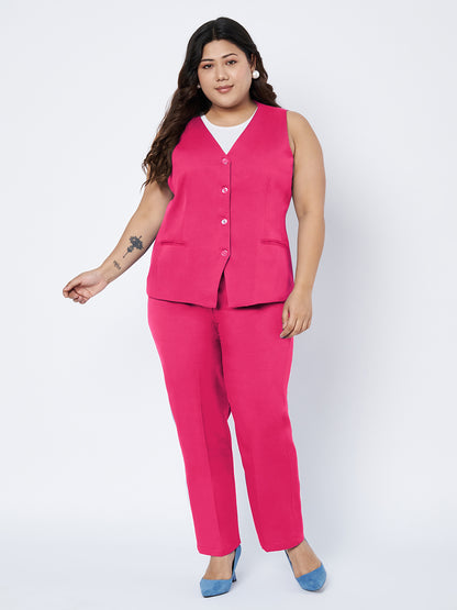 Plus Size Waistcoat With Trousers Two Pieces Suit