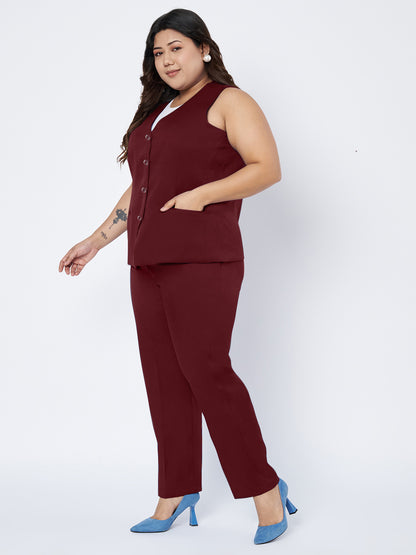Plus Size Waistcoat With Trousers Two Pieces Suit