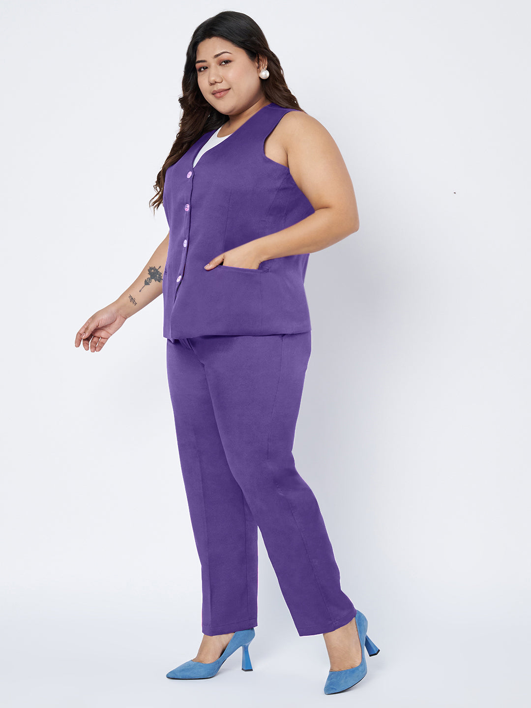 Plus Size Waistcoat With Trousers Two Pieces Suit