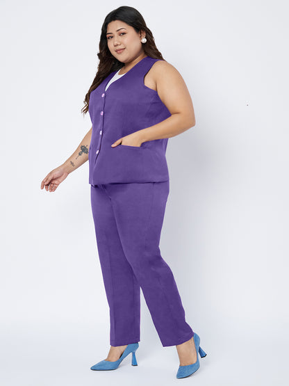 Plus Size Waistcoat With Trousers Two Pieces Suit