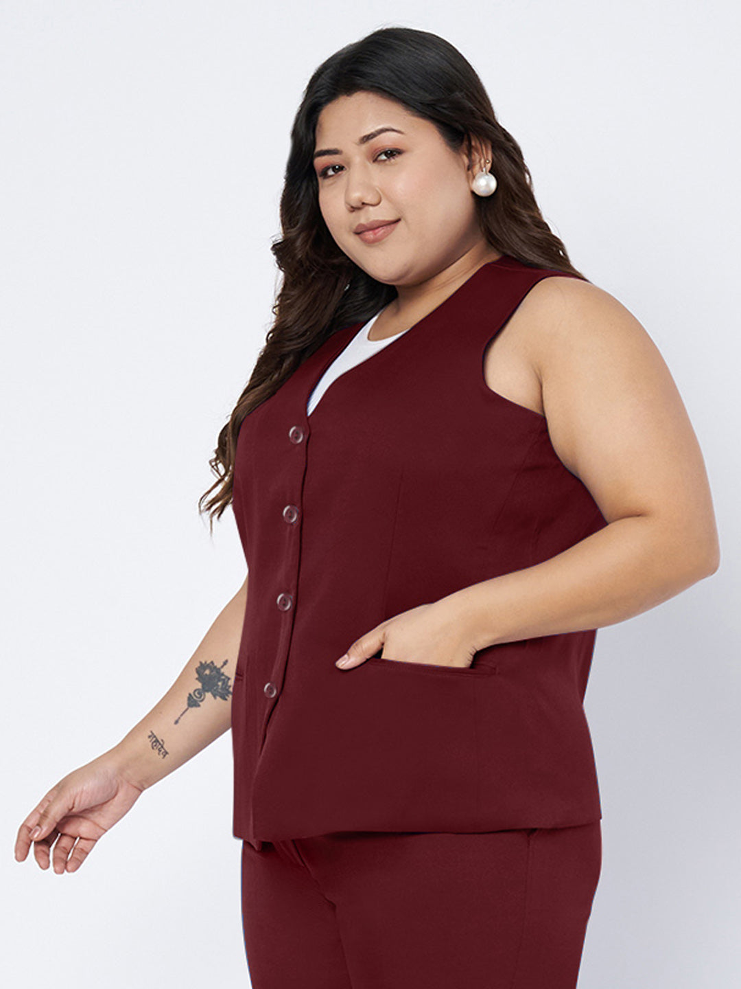 Plus Size Single-Breasted Waistcoat
