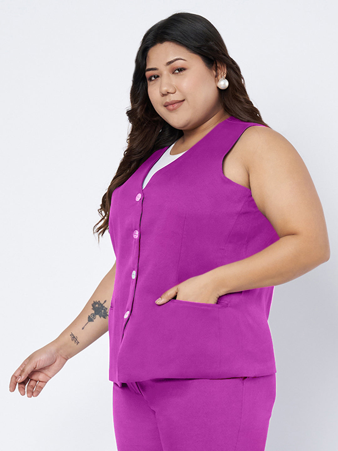 Plus Size Single-Breasted Waistcoat