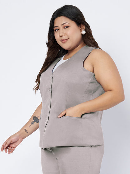 Plus Size Single-Breasted Waistcoat