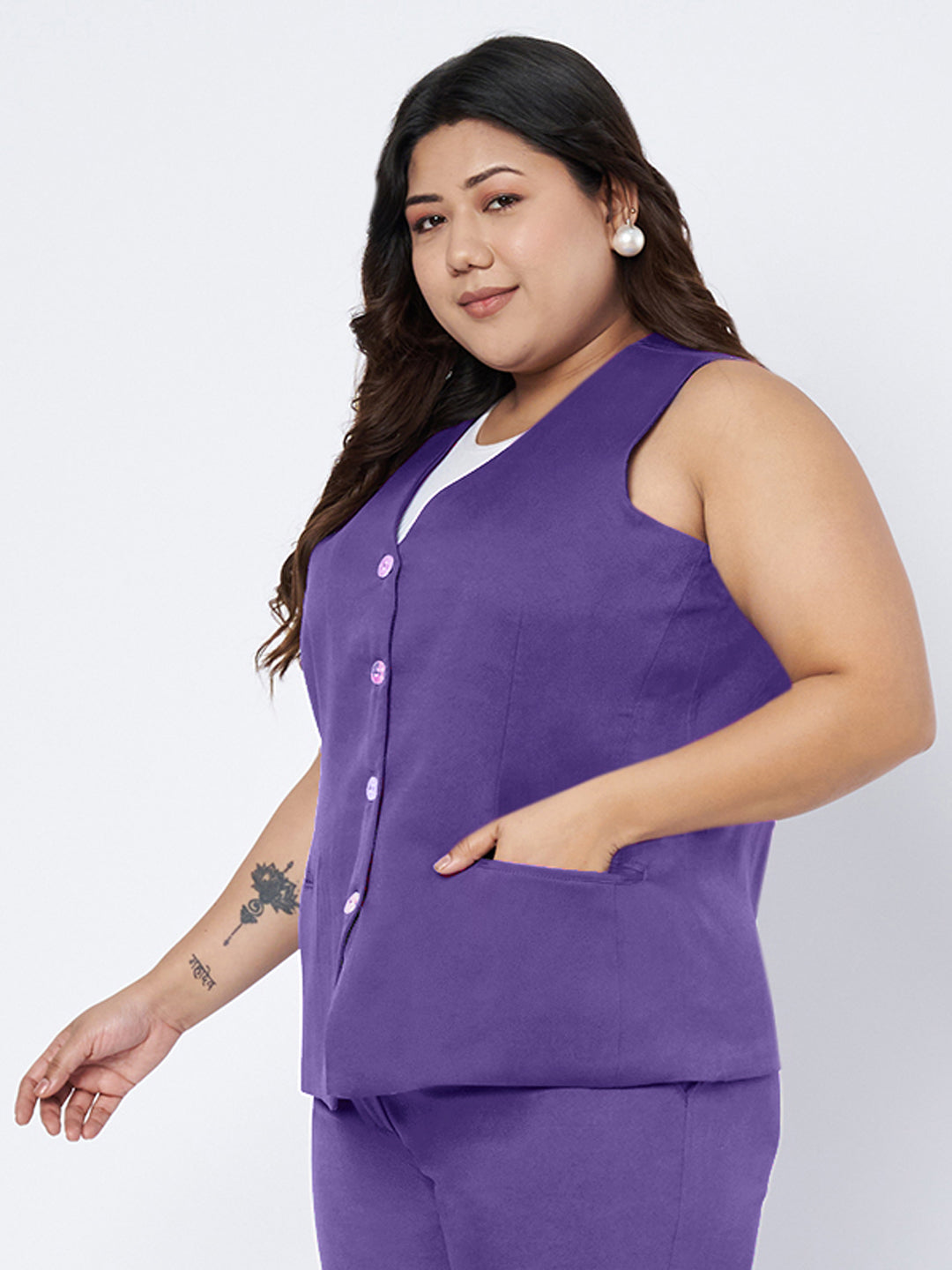 Plus Size Single-Breasted Waistcoat
