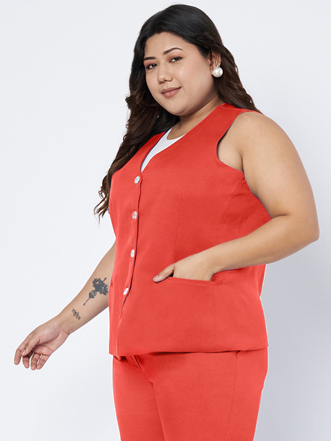 Plus Size Single-Breasted Waistcoat