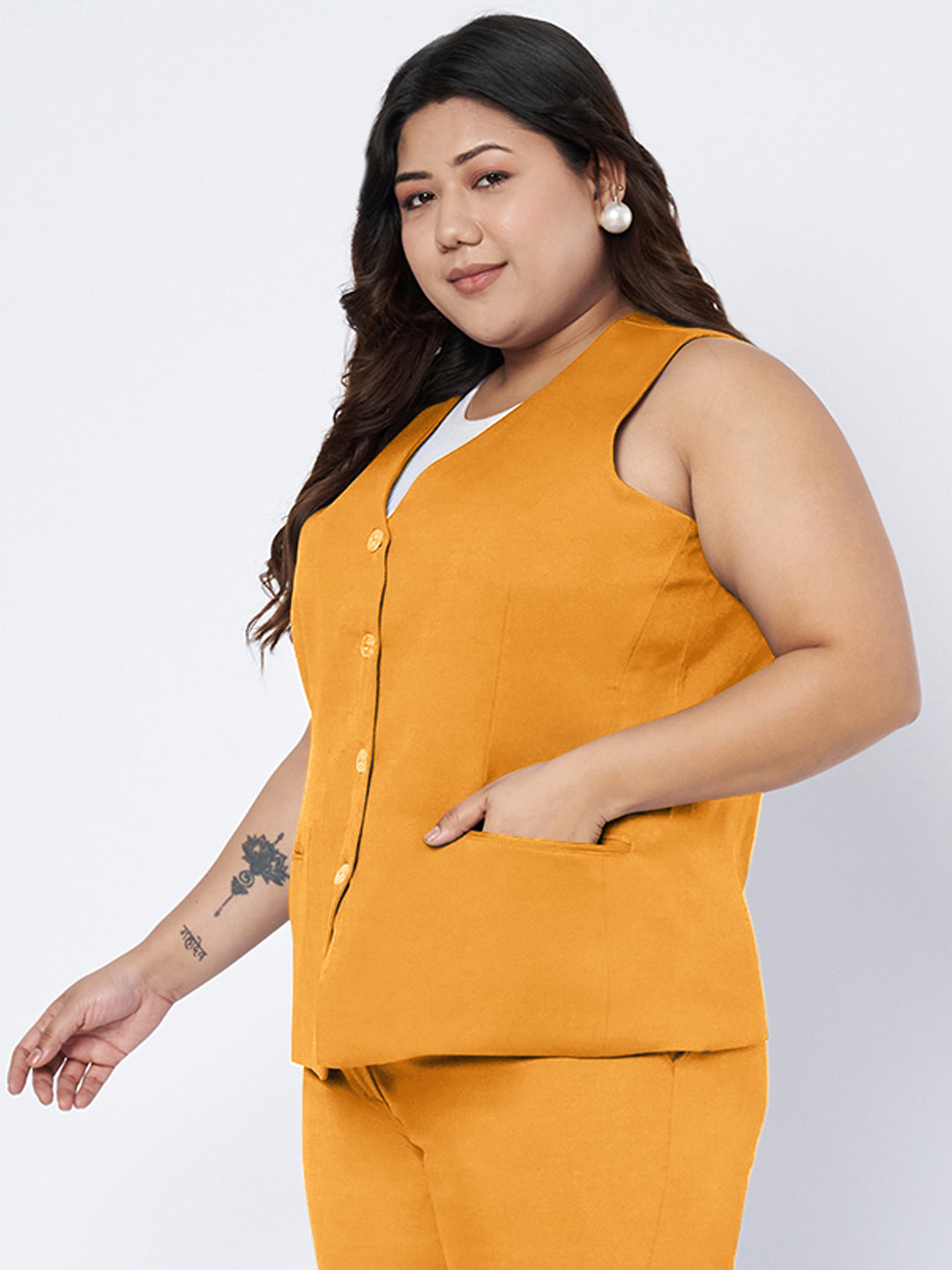 Plus Size Single-Breasted Waistcoat