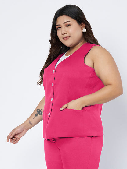 Plus Size Single-Breasted Waistcoat