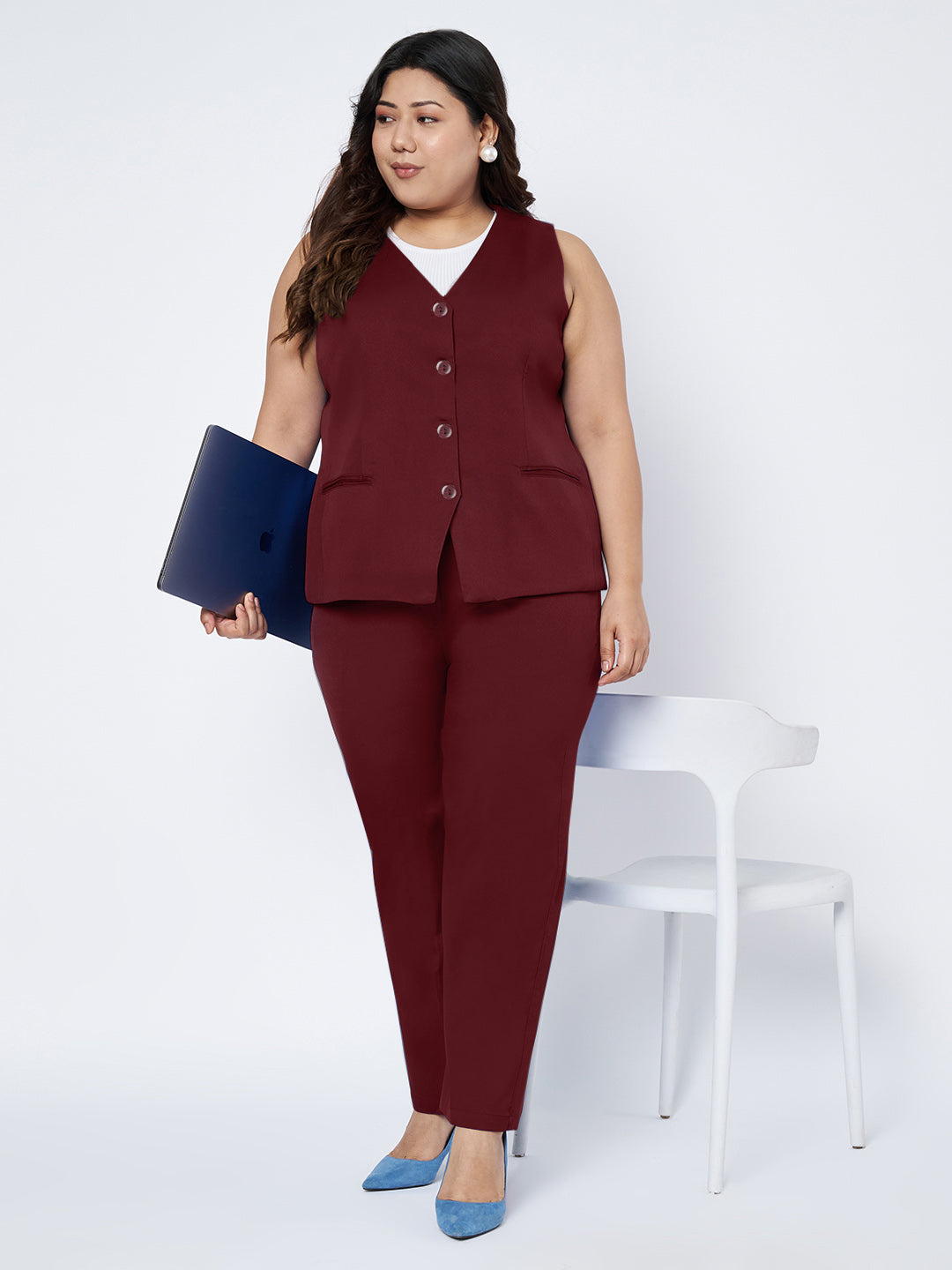 Plus Size Single-Breasted Waistcoat