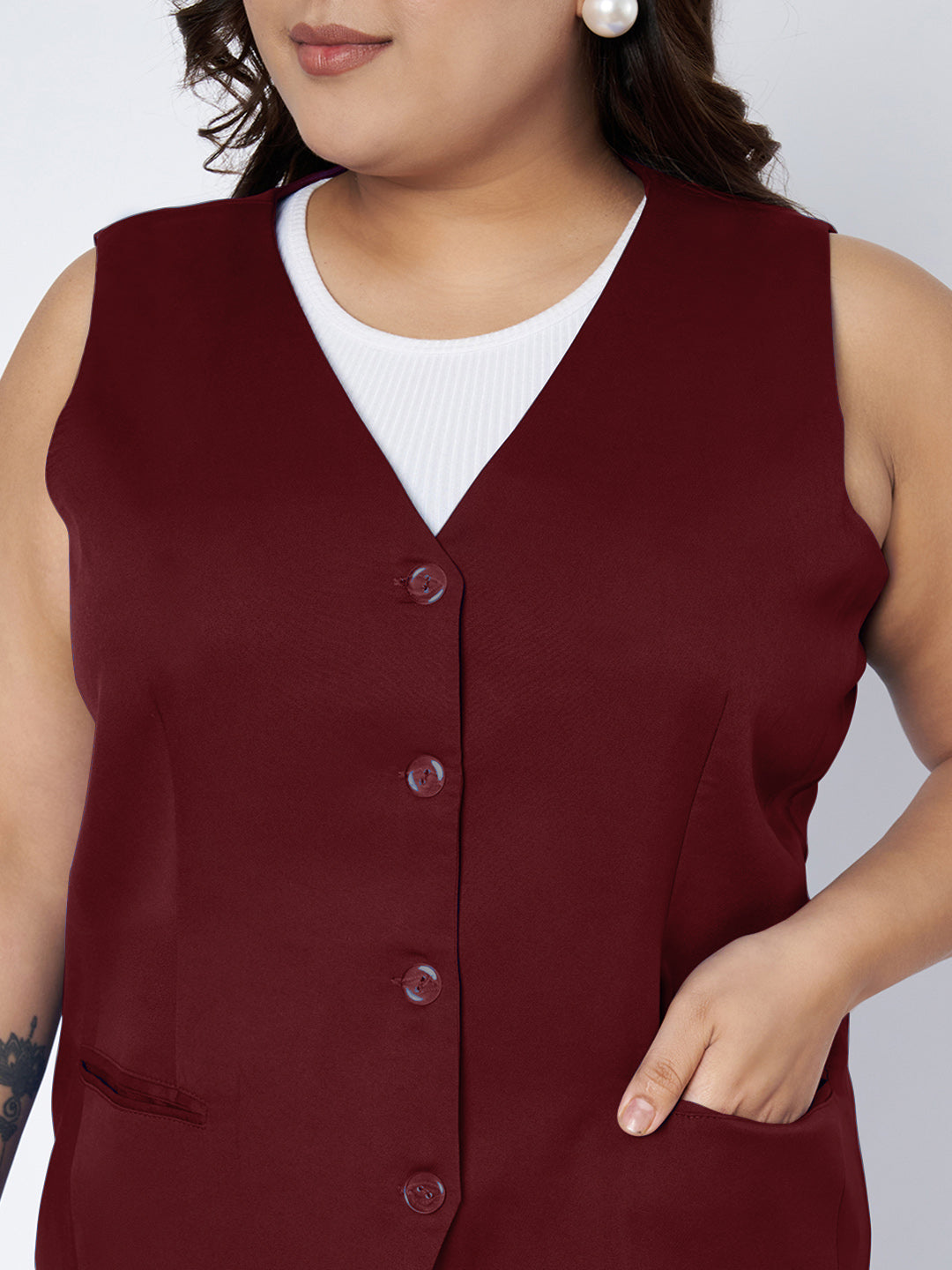 Plus Size Single-Breasted Waistcoat