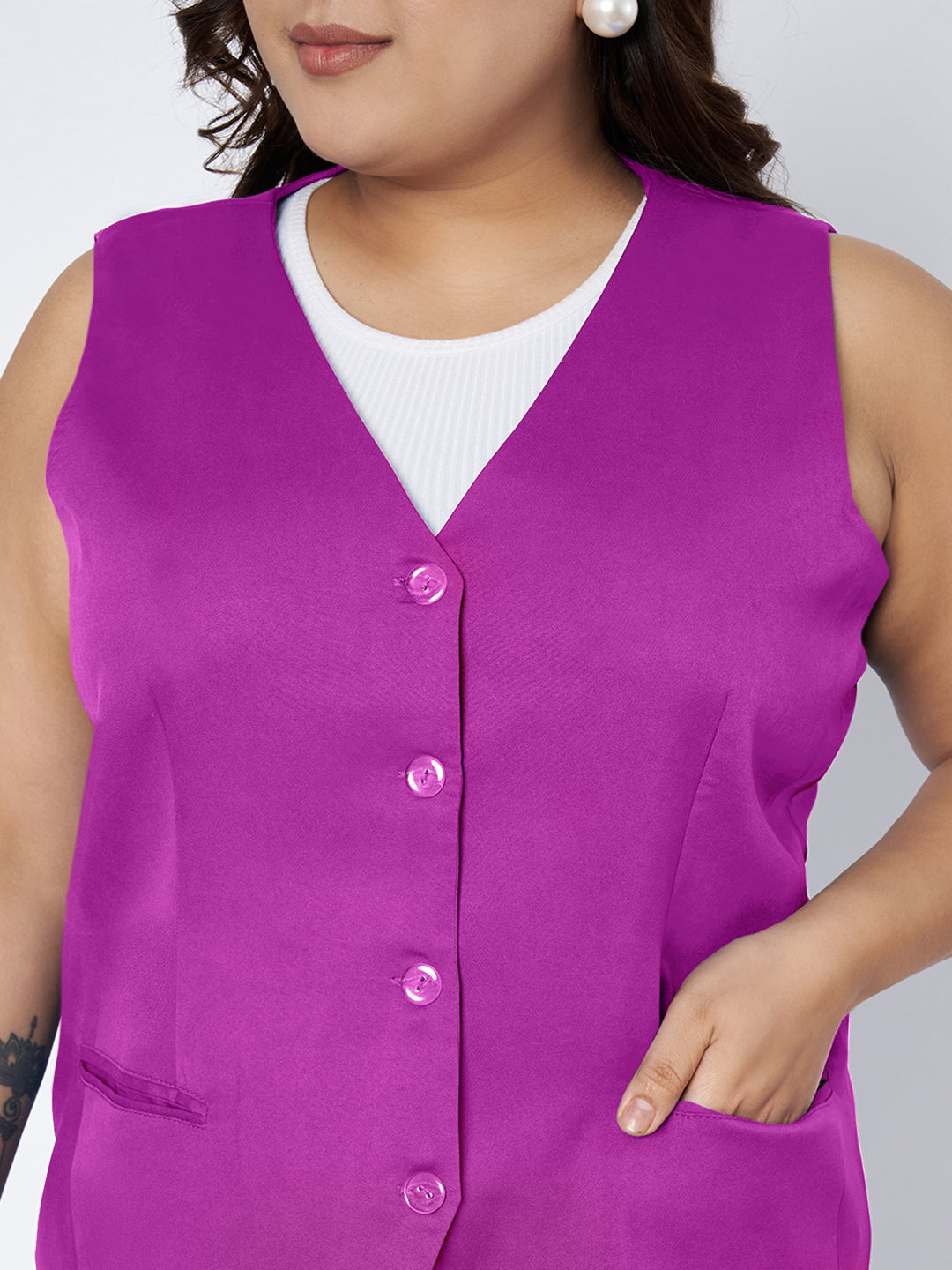 Plus Size Single-Breasted Waistcoat