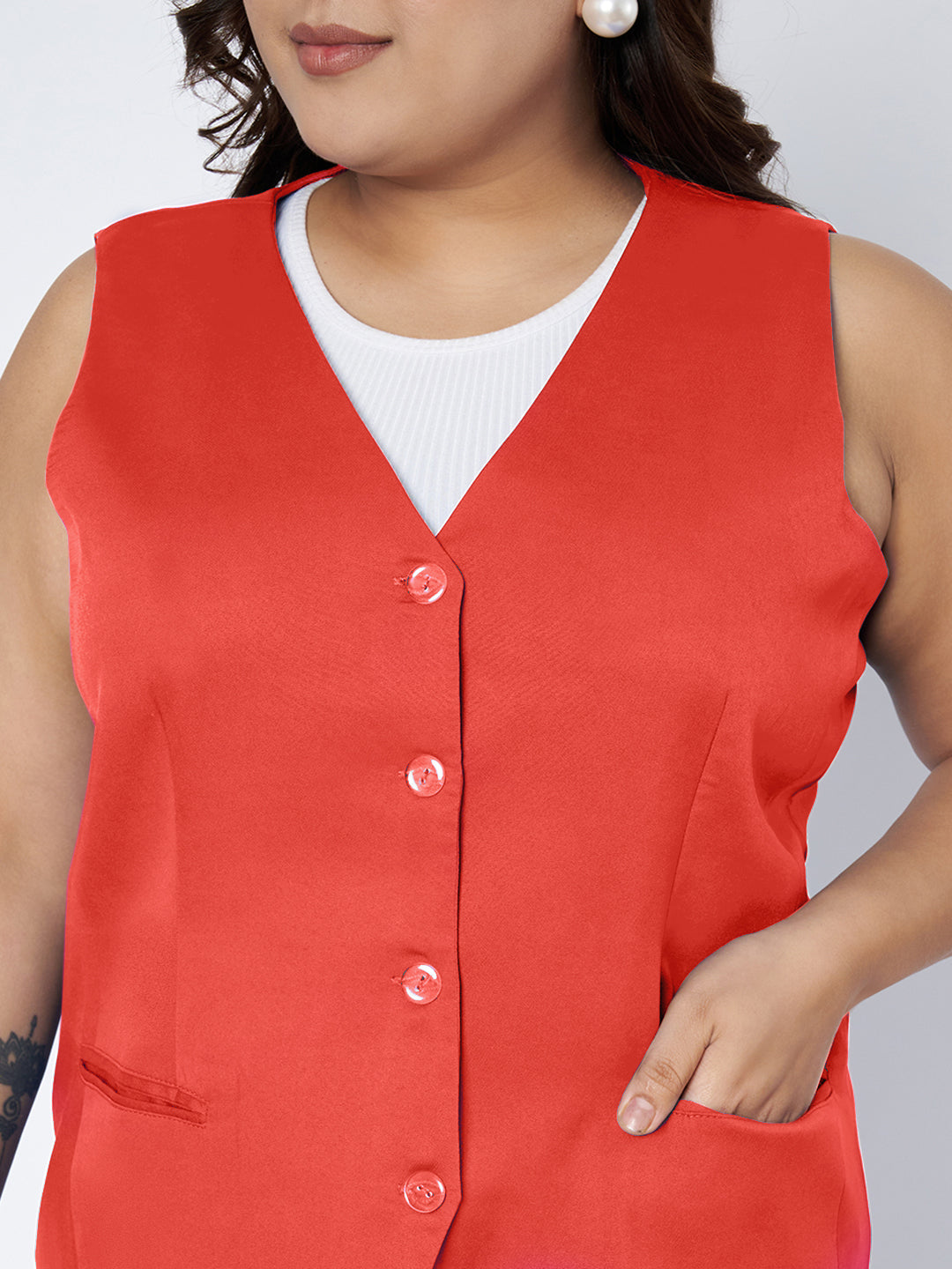 Plus Size Single-Breasted Waistcoat