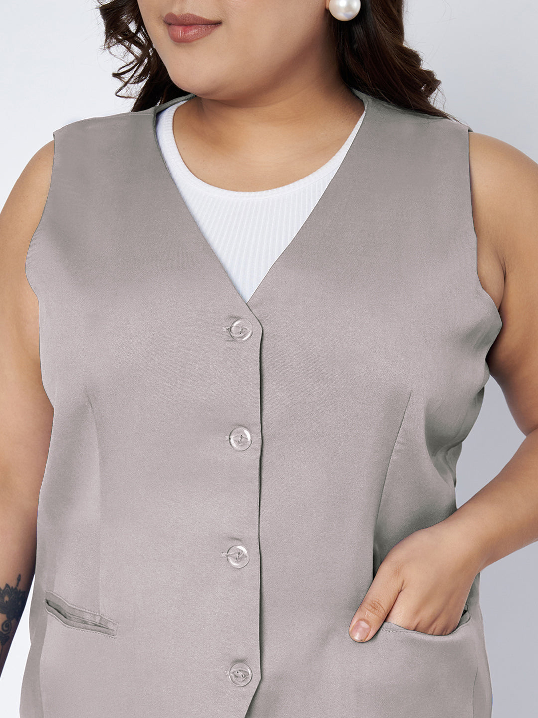 Plus Size Waistcoat With Trousers Two Pieces Suit