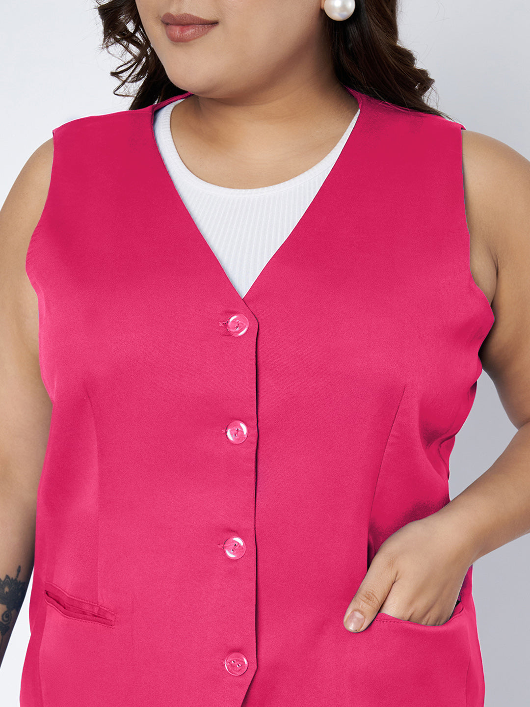 Plus Size Waistcoat With Trousers Two Pieces Suit