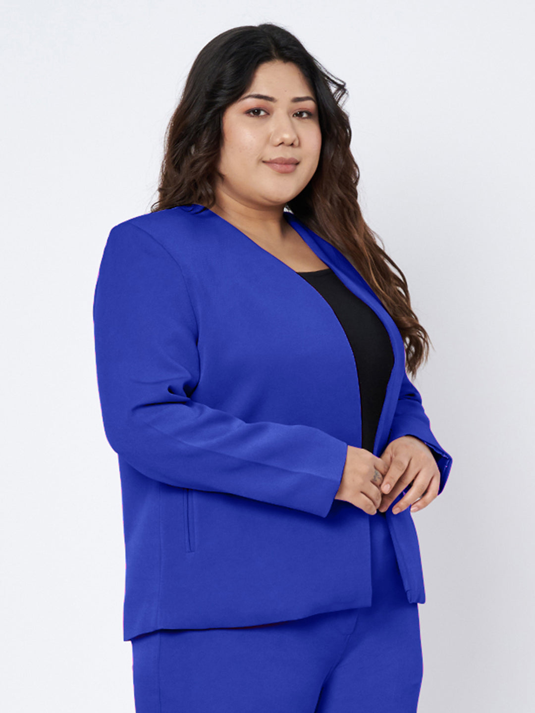 Plus Size Open Front Blazer