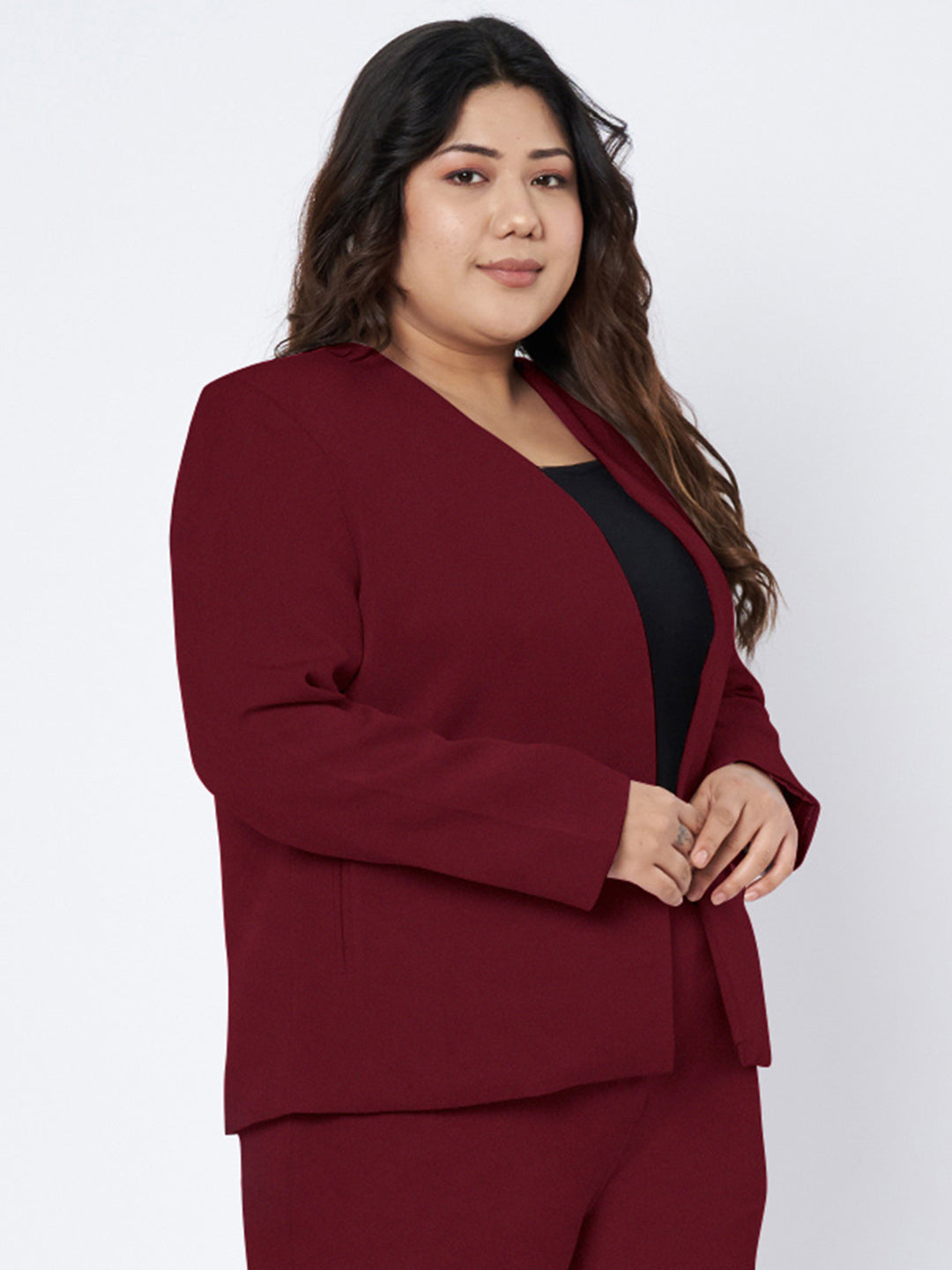 Plus Size Open Front Blazer