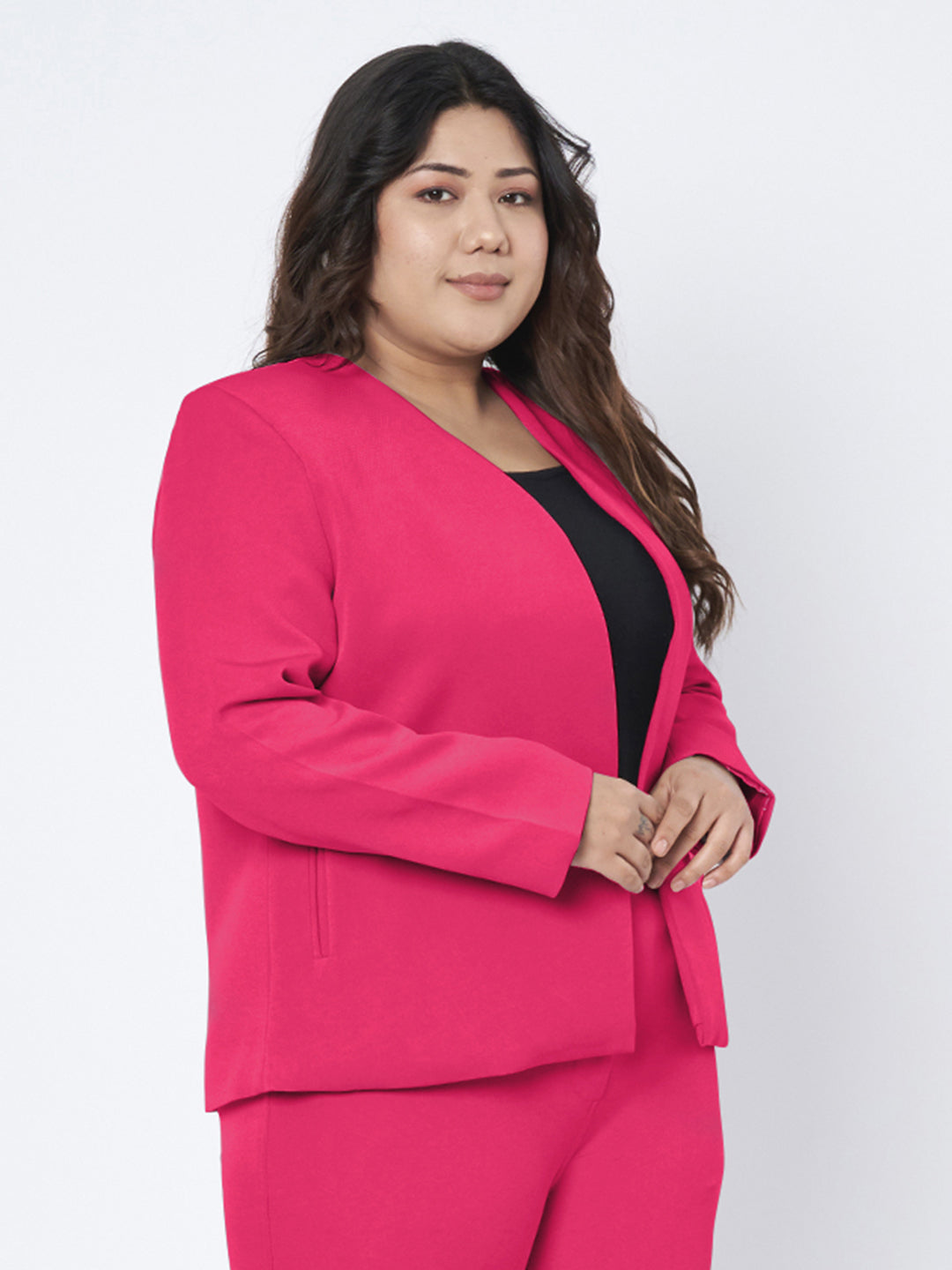 Plus Size Open Front Blazer