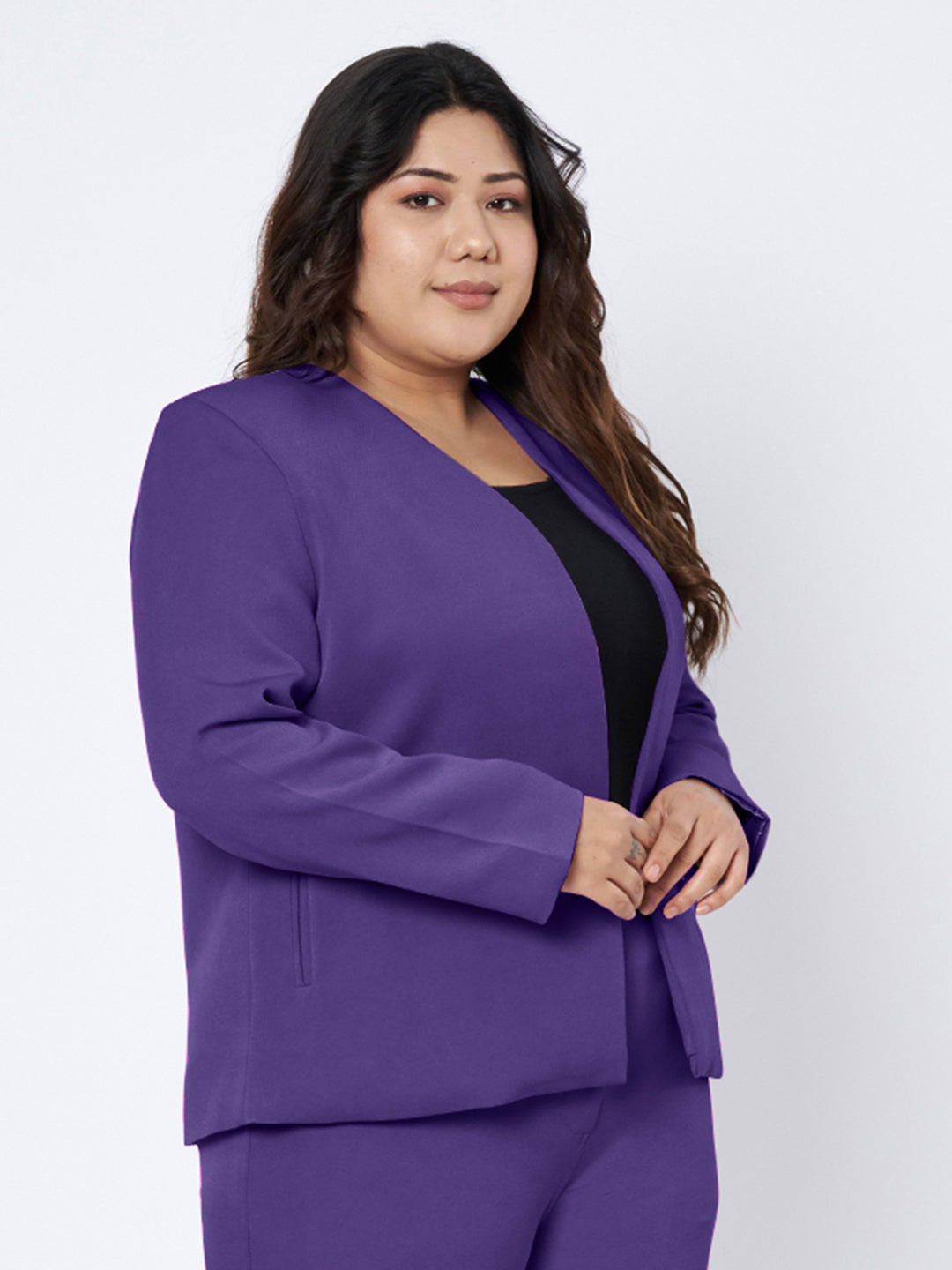 Plus Size Open Front Blazer