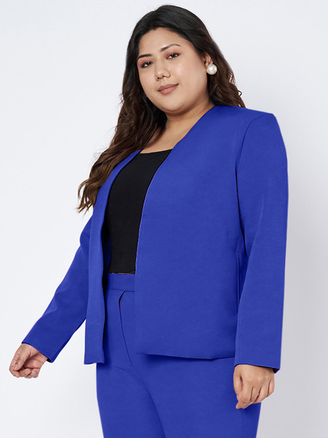 Plus Size Open Front Blazer