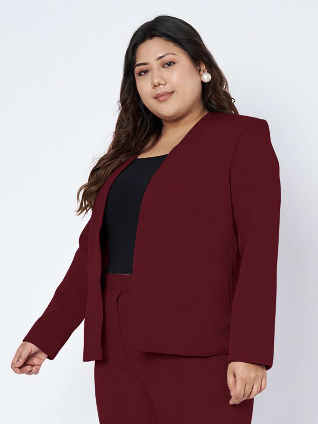 Plus Size Open Front Blazer