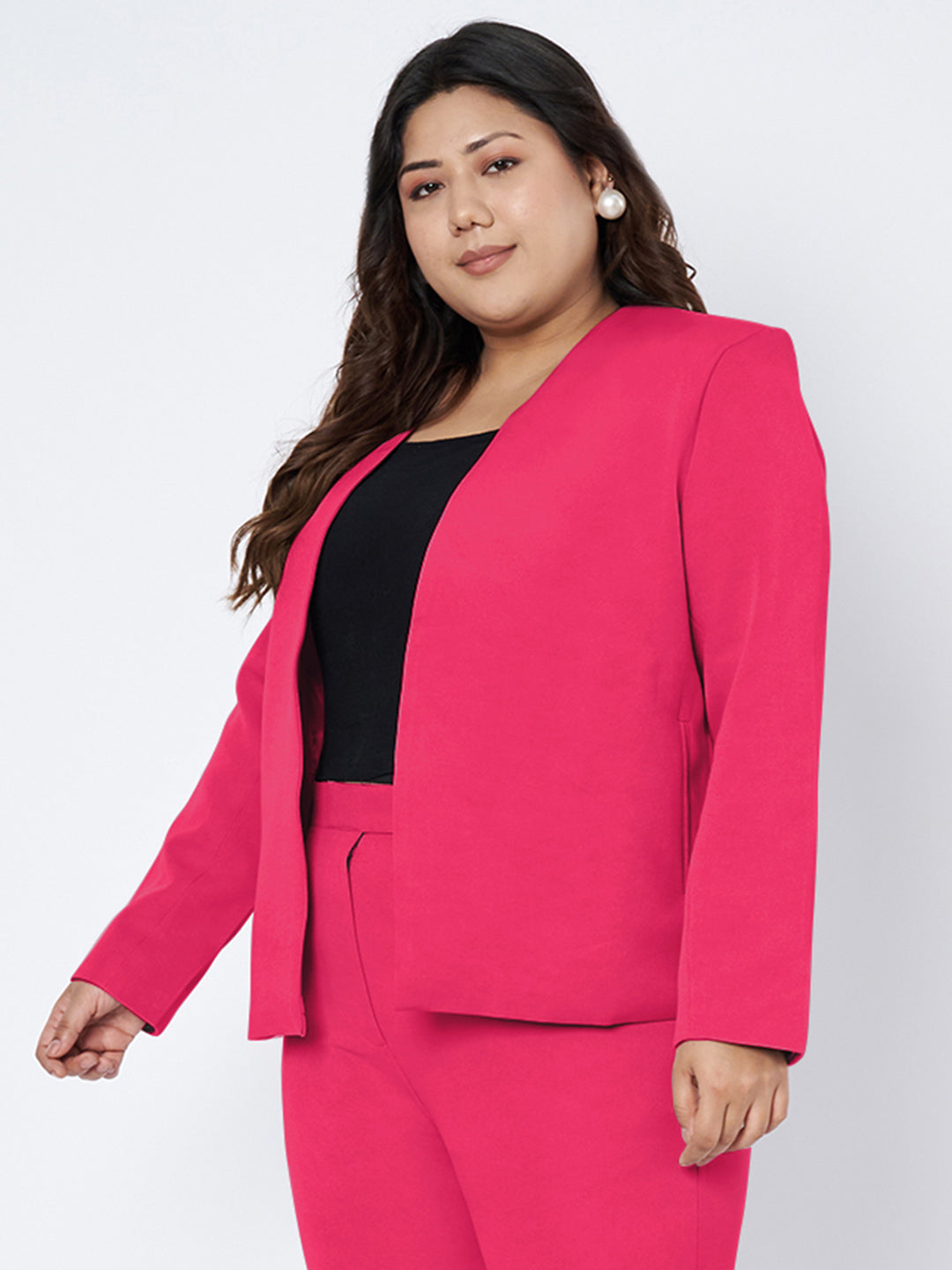 Plus Size Open Front Blazer