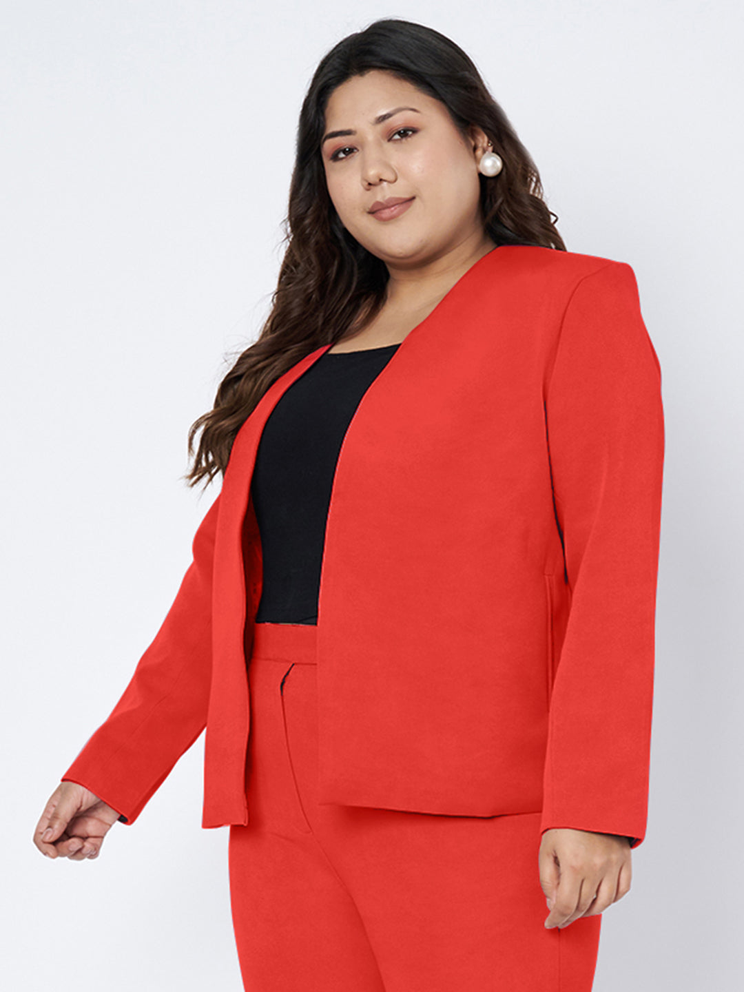 Plus Size Open Front Blazer