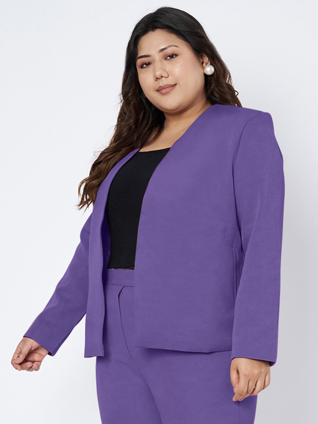 Plus Size Open Front Blazer