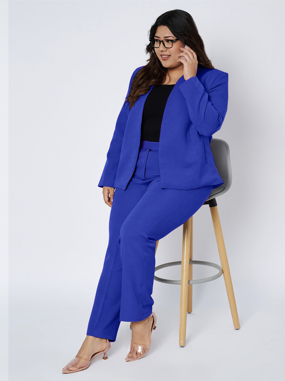 Plus Size Open Front Blazer