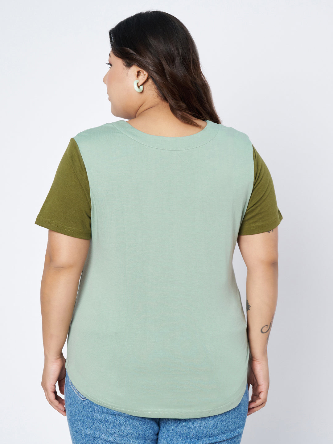 Plus Size V-Neck Cotton T-shirt