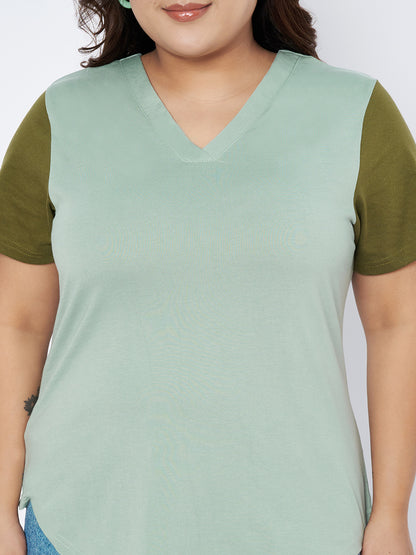 Plus Size V-Neck Cotton T-shirt