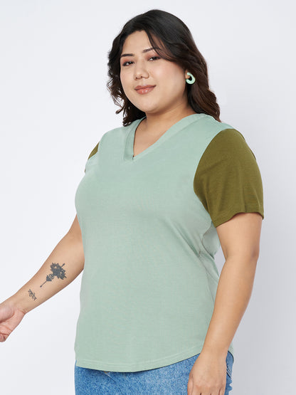 Plus Size V-Neck Cotton T-shirt