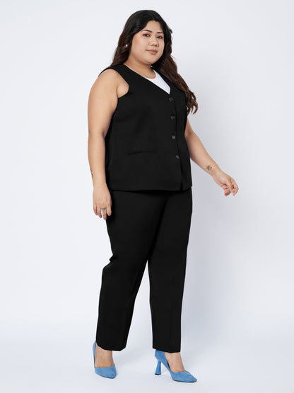Plus Size Waistcoat With Trousers Two Pieces Suit